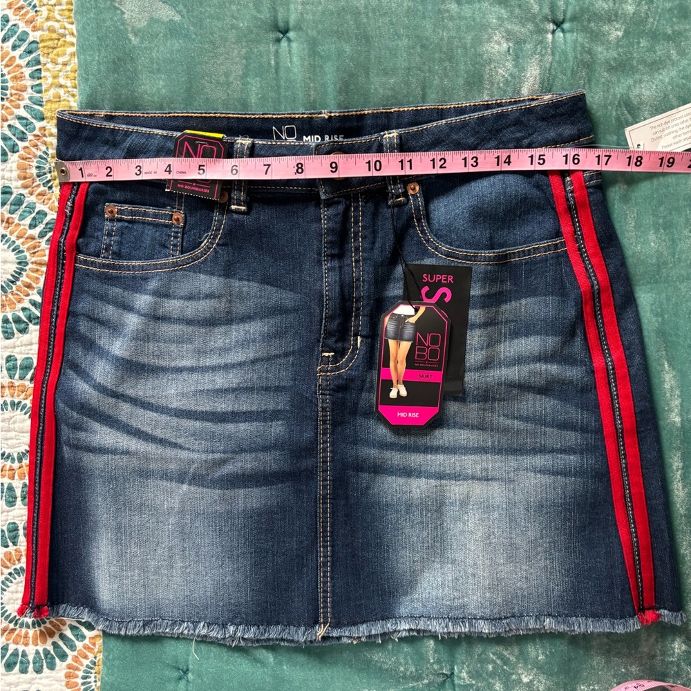 NOBO Denim Mini Skirt with Red Stripe NWT